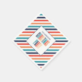 Weihnachten Retro farbenfrohe Streifen Merry & Bri Serviette (Ecke)