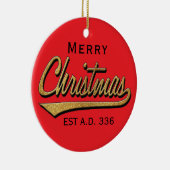 Weihnachten"Retro Frohe Weihnachten"/Circle Orname Keramik Ornament (Rechts)