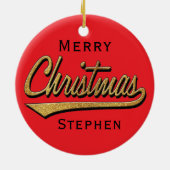 Weihnachten"Retro Frohe Weihnachten"/Circle Orname Keramik Ornament (Hinten)