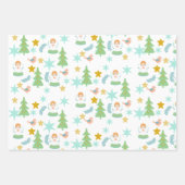 Weihnachten Retro Groovy Rosa, Blau, Grün Geschenkpapier Set (Vorderseite)