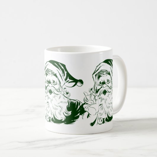 Weihnachten, Retro Jolly Santa Claus Green Kaffeetasse (VorderseiteRechts)