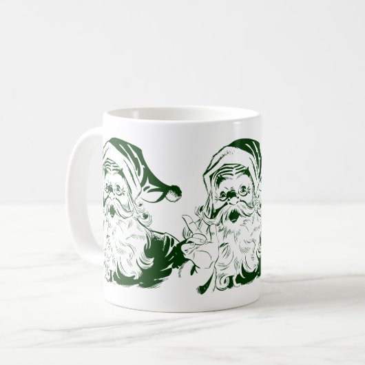 Weihnachten, Retro Jolly Santa Claus Green Kaffeetasse (Vorderseite Links)