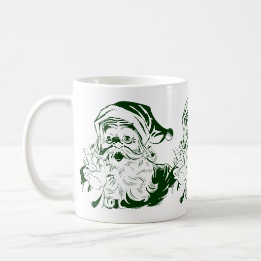 Weihnachten, Retro Jolly Santa Claus Green Kaffeetasse (Links)