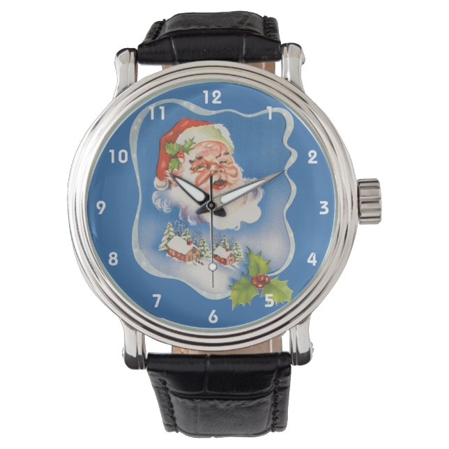 Weihnachten, Retro Jolly Weihnachtsmann Armbanduhr (Vorderseite)