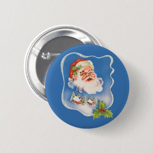 Weihnachten, Retro Jolly Weihnachtsmann Button (Vorne & Hinten)