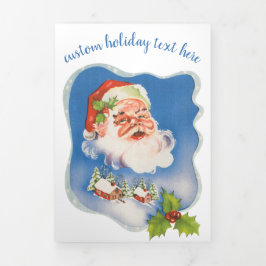 Weihnachten, Retro Jolly Weihnachtsmann Dreifach Gefaltete Urlaubskarte