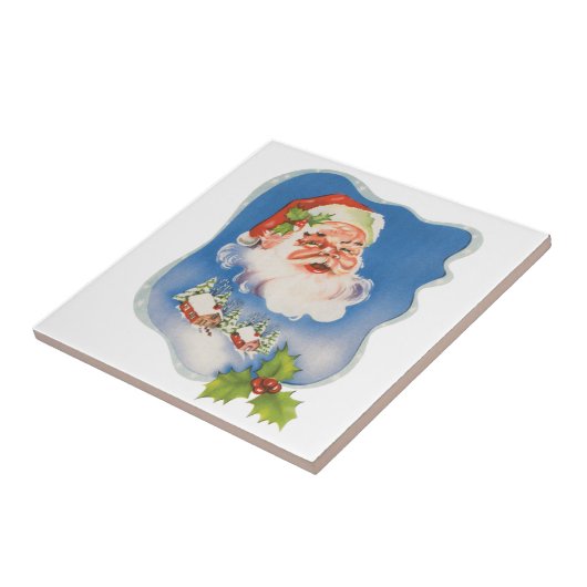 Weihnachten, Retro Jolly Weihnachtsmann Fliese (Seite)