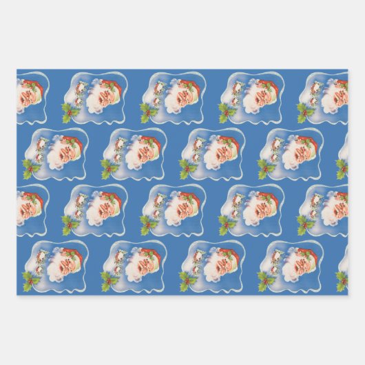 Weihnachten, Retro Jolly Weihnachtsmann Geschenkpapier Set (Vorderseite)