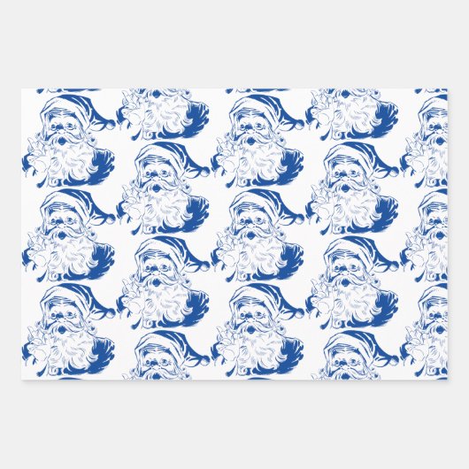 Weihnachten, Retro Jolly Weihnachtsmann Geschenkpapier Set (Vorderseite 3)