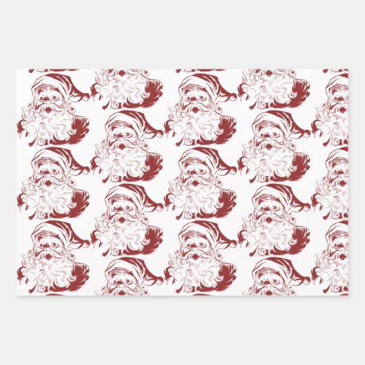 Weihnachten, Retro Jolly Weihnachtsmann Geschenkpapier Set (Vorderseite)