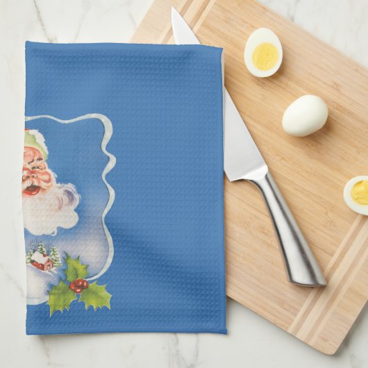 Weihnachten, Retro Jolly Weihnachtsmann Geschirrtuch (Viertel Falte)