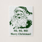 Weihnachten, Retro Jolly Weihnachtsmann, Grün Puzzle (Vertikal)