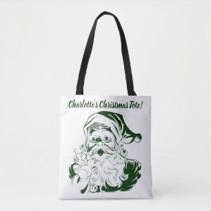 Weihnachten, Retro Jolly Weihnachtsmann, Grün Tasche
