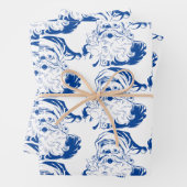 Weihnachten, Retro Jolly Weihnachtsmann in Blau Geschenkpapier Set (Beispiel)