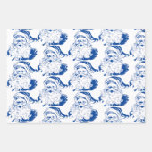 Weihnachten, Retro Jolly Weihnachtsmann in Blau Geschenkpapier Set (Vorderseite)