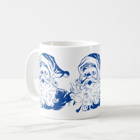 Weihnachten, Retro Jolly Weihnachtsmann in Blau Kaffeetasse (Vorderseite Links)