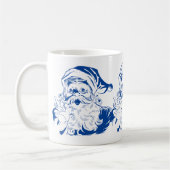Weihnachten, Retro Jolly Weihnachtsmann in Blau Kaffeetasse (Links)