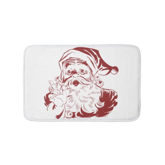 Weihnachten, Retro Jolly Weihnachtsmann in Rot Badematte (Vorderseite)