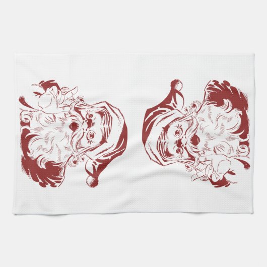 Weihnachten, Retro Jolly Weihnachtsmann in Rot Geschirrtuch (Horizontal)