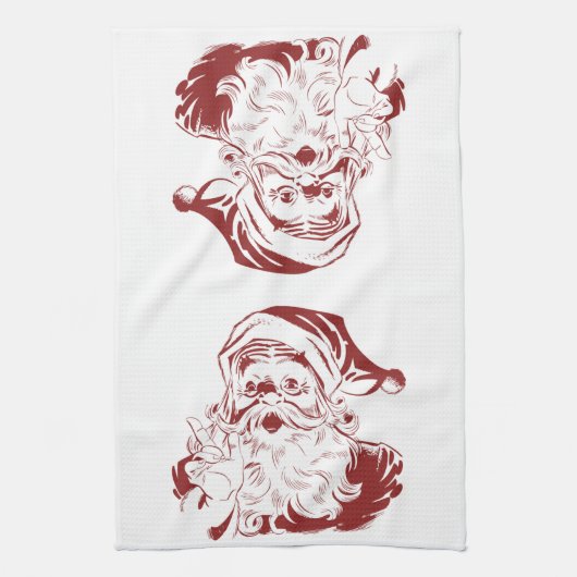 Weihnachten, Retro Jolly Weihnachtsmann in Rot Geschirrtuch (Vertikal)