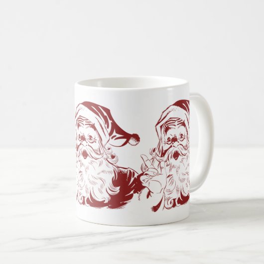 Weihnachten, Retro Jolly Weihnachtsmann in Rot Kaffeetasse (VorderseiteRechts)