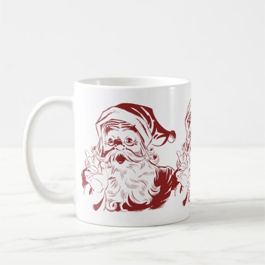 Weihnachten, Retro Jolly Weihnachtsmann in Rot Kaffeetasse (Links)