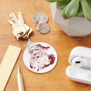 Weihnachten, Retro Jolly Weihnachtsmann in Rot Schlüsselanhänger