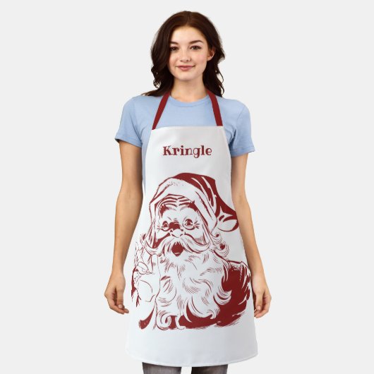 Weihnachten, Retro Jolly Weihnachtsmann in Rot Schürze (Getragen)