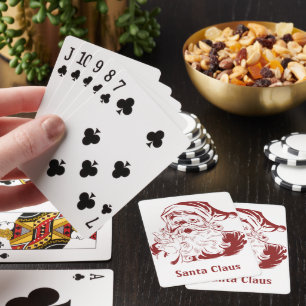 Weihnachten, Retro Jolly Weihnachtsmann in Rot Spielkarten