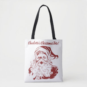 Weihnachten, Retro Jolly Weihnachtsmann in Rot Tasche