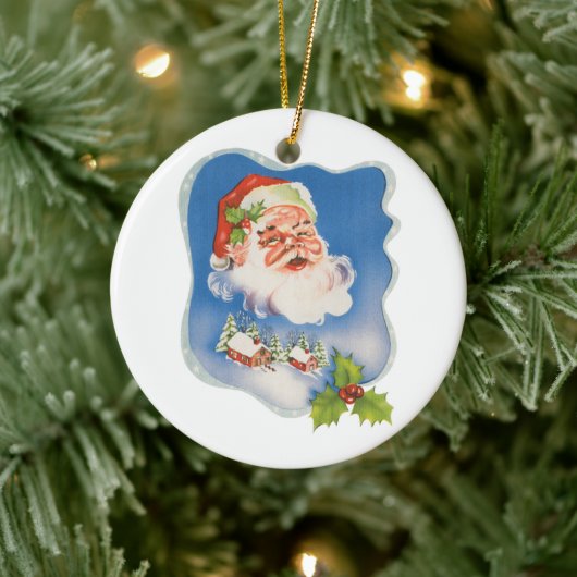 Weihnachten, Retro Jolly Weihnachtsmann Keramik Ornament (Baum)