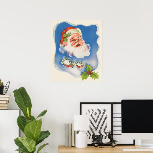 Weihnachten, Retro Jolly Weihnachtsmann Poster