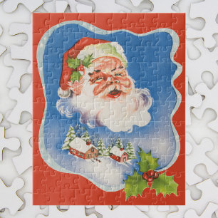 Weihnachten, Retro Jolly Weihnachtsmann Puzzle