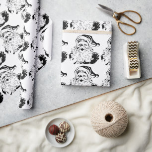 Weihnachten, Retro Jolly Weihnachtsmann, Schwarz Geschenkpapier