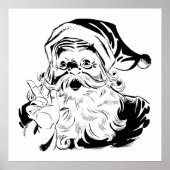 Weihnachten, Retro Jolly Weihnachtsmann, Schwarz Poster (Vorne)