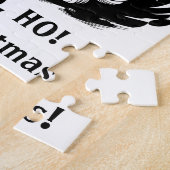 Weihnachten, Retro Jolly Weihnachtsmann, Schwarz Puzzle (Seite)