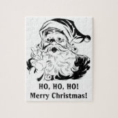 Weihnachten, Retro Jolly Weihnachtsmann, Schwarz Puzzle (Vertikal)
