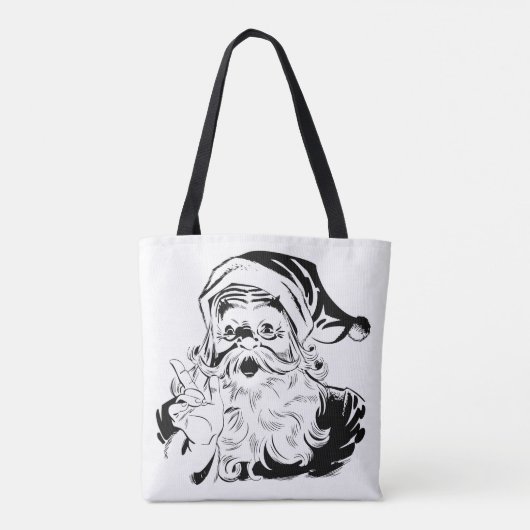 Weihnachten, Retro Jolly Weihnachtsmann, schwarz Tasche (Rückseite)