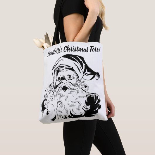 Weihnachten, Retro Jolly Weihnachtsmann, schwarz Tasche (Von Nahem)