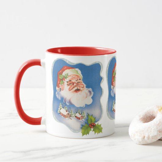 Weihnachten, Retro Jolly Weihnachtsmann Tasse (Mit Donut)