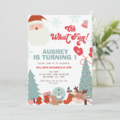 Weihnachten Retro Oh, was Spaß 1. Geburtstag Einladung (Stehend Vorderseite)