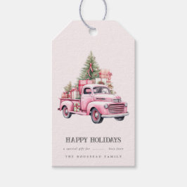 Weihnachten Retro Pink Truck Holiday Geschenk Tag Geschenkanhänger