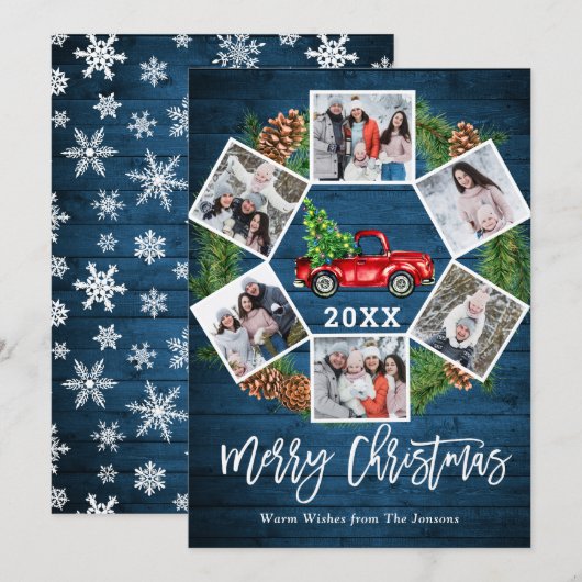 Weihnachten Retro Red Farm LKW Gruß 6 FOTO (Vorne/Hinten)