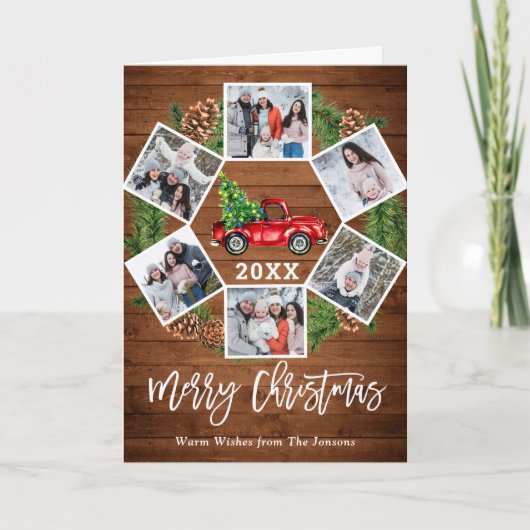 Weihnachten Retro Red Farm LKW Gruß 6 FOTO (Vorderseite)