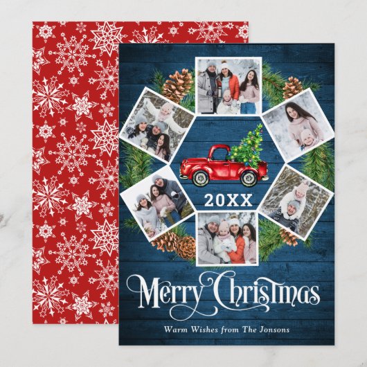 Weihnachten Retro Red Farm LKW Gruß 6 FOTO (Vorne/Hinten)