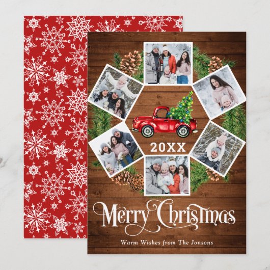 Weihnachten Retro Red Farm LKW Gruß 6 FOTO (Vorne/Hinten)