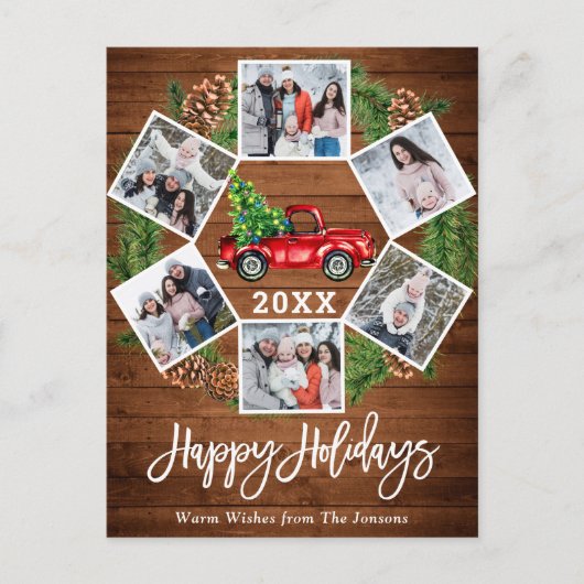 Weihnachten Retro Red Farm LKW Urlaub 6 Foto Postkarte (Vorderseite)