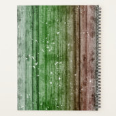 Weihnachten Retro Rot Grün Rustikale Holzstruktur Planer (Rückseite)