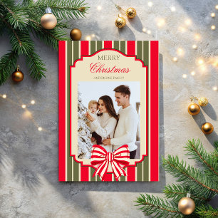 Weihnachten Retro Rot Grün Streifen mit Schleife F