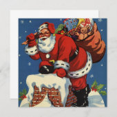 Weihnachten, Retro Santa Claus Einladung (Vorne/Hinten)